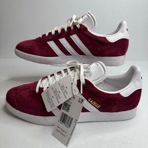 Adidas Gazelle Burgundy White Suede Mens Sneakers B41645 Size 8.5 NEW